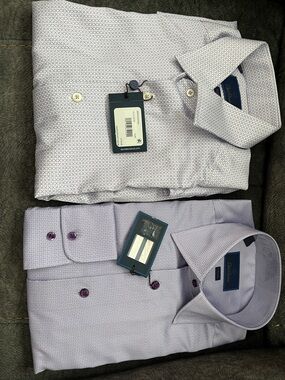 David Donahue Light Lavender Micro-Print Dress Shirt